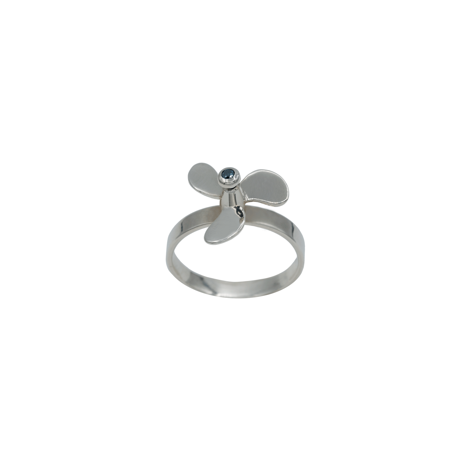 rotating propeller ring in sterling silver with gemstone 1600