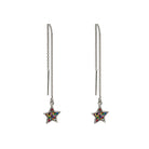 star ear threaders in sterling silver with multiglitter
