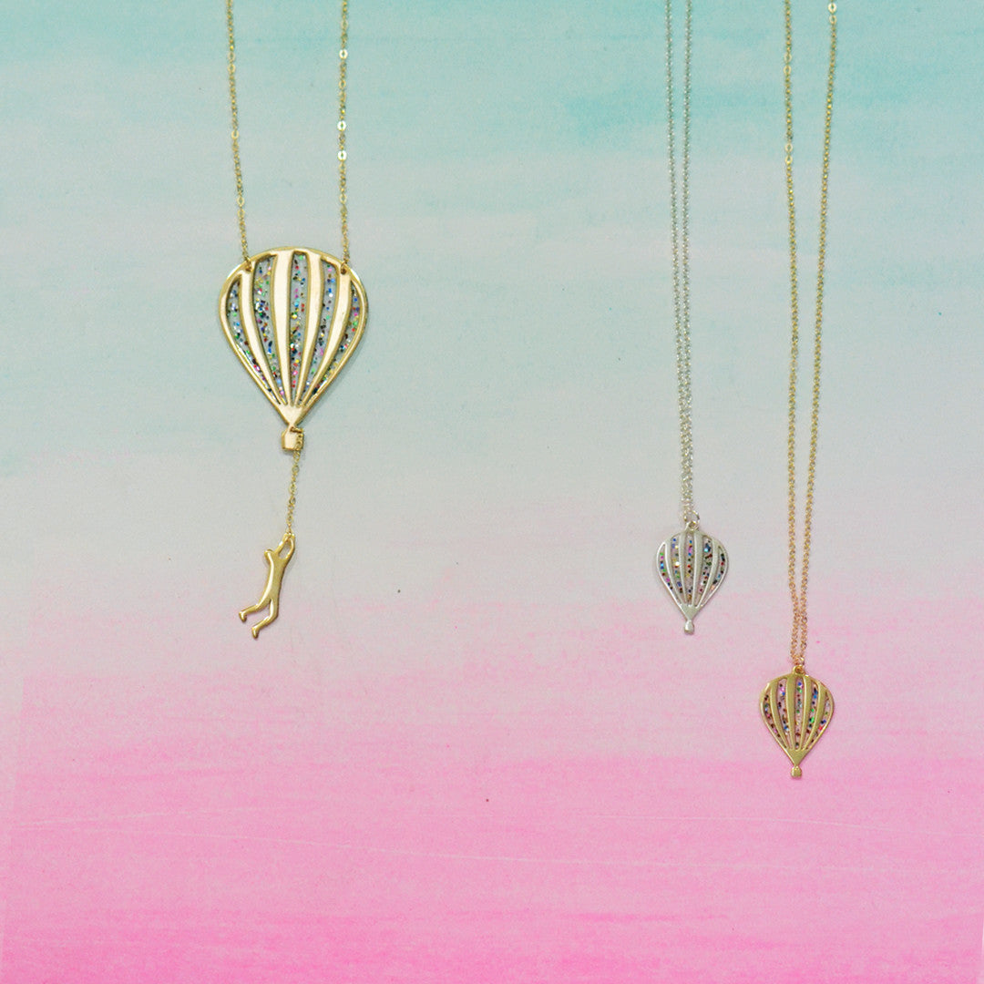 hot air balloon necklaces in sizes