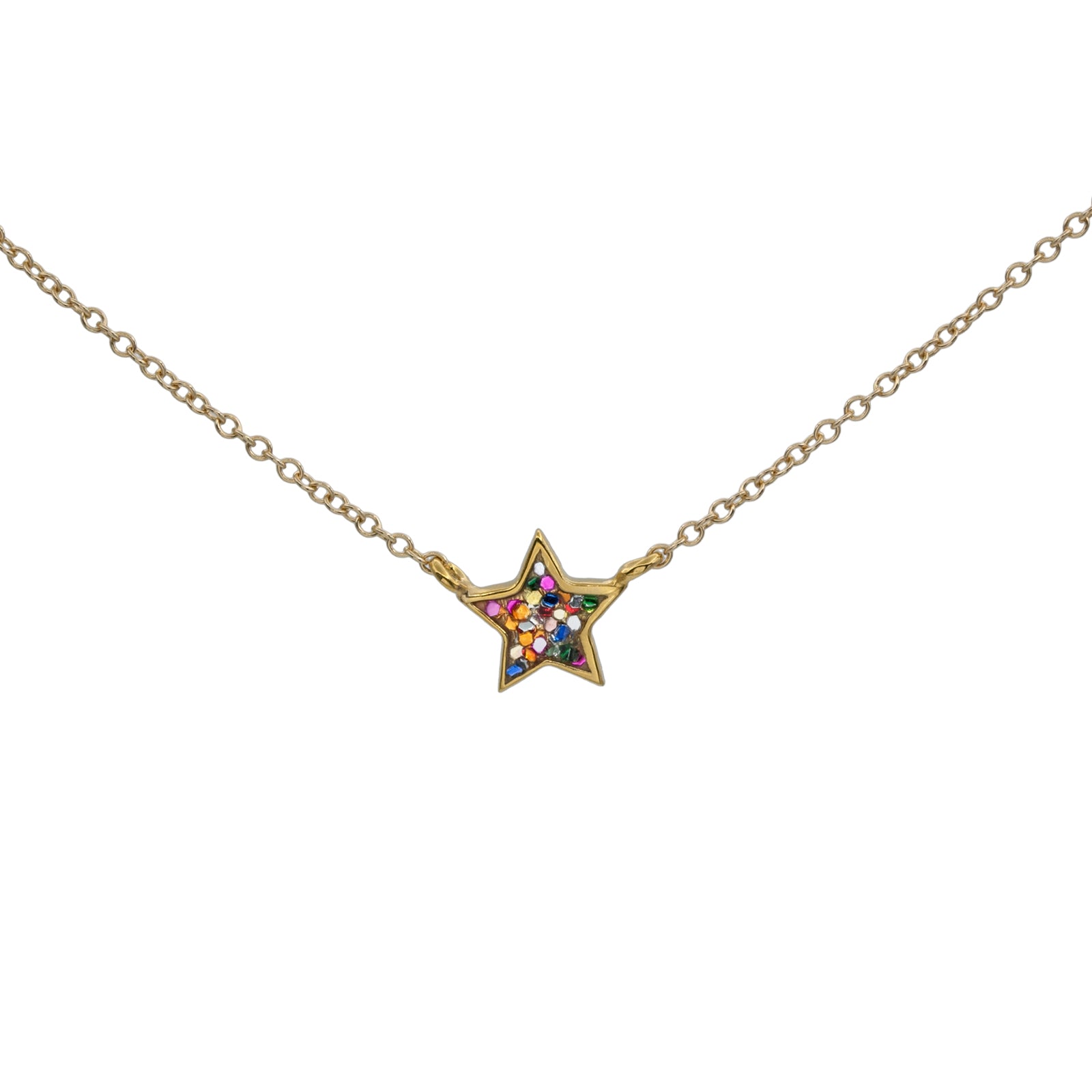 Star necklace gold and multiglitter