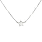 Star necklace silver white enamel