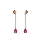 diamond pink tourmaline teardrop earrings in 14k gold