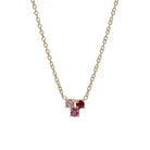 Trio necklace 14k gold with pink gemstones