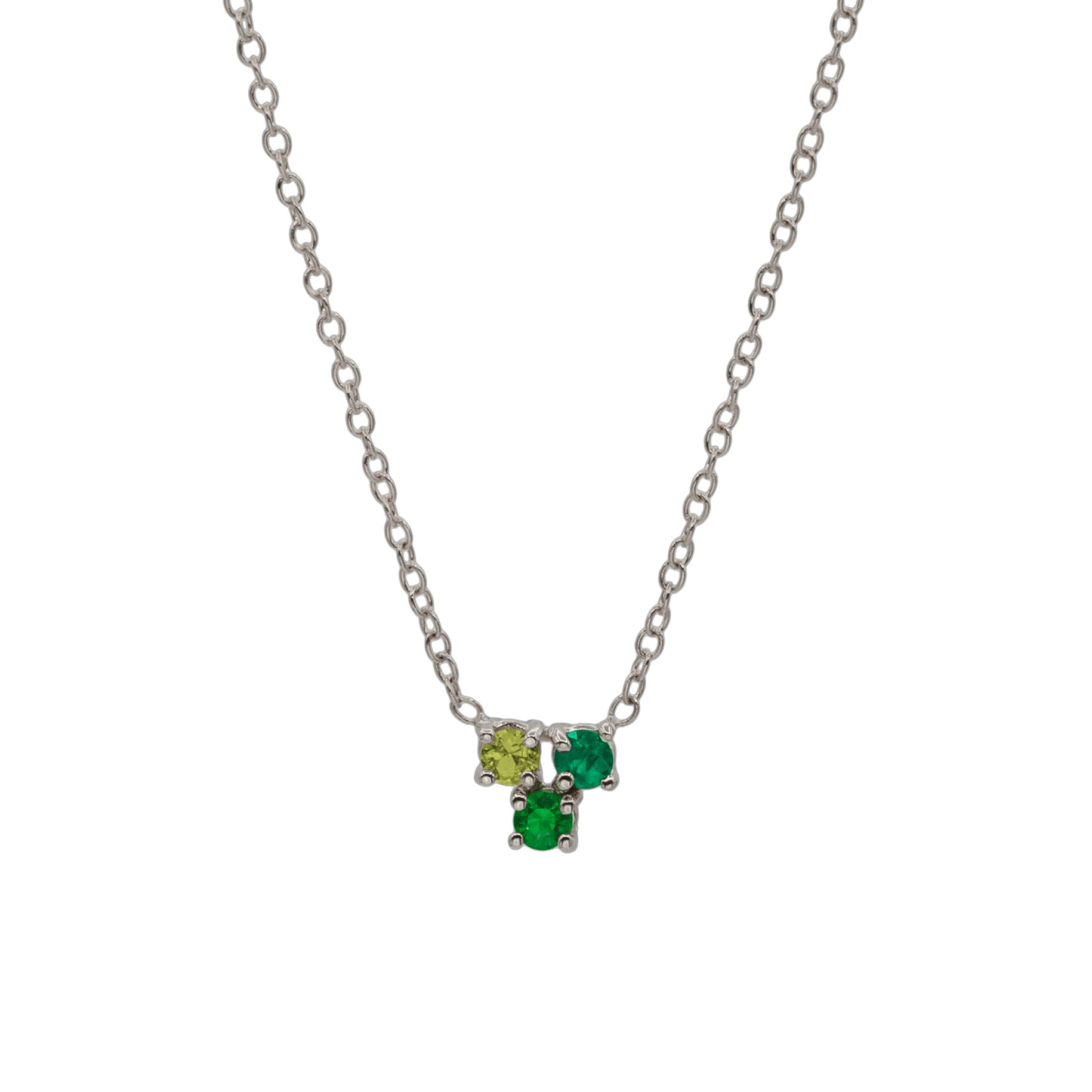 Trio necklace sterling silver with green gemstones