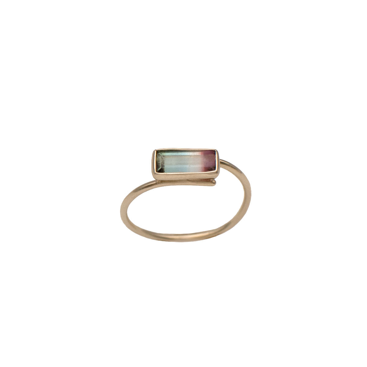 watermelon tourmaline ring embrace in 14k solid yellow gold