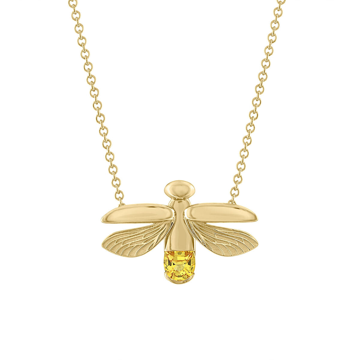 14k yellow gold firefly necklace bespoke creation